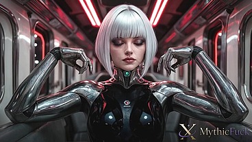 A cyborg girl gets fucked hard on a train...I bet my hot dick melted her cold, robotic heart... [AI]