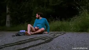 Caught taking a piss and jerking off outdoors - gay public exhibitionist