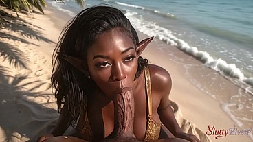 I fucked a black elven girl right on the beach and came in her face. [AI]