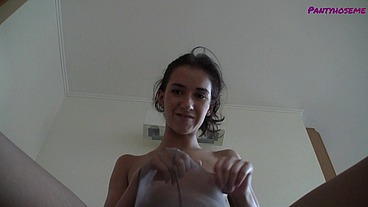 Young Brunette Grace Teasing In Her Pantyhose