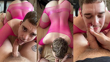 Boy Discovers his Sexuality by having Sex with Cute Femboy in Fishnets