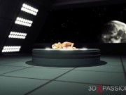 Hot sex in the space station! Sci-fi hot shemale plays with a sexy girl