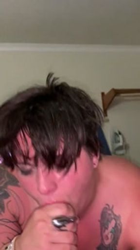 Dyke gets talked into bbc blow job and loved it