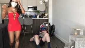 Aaliyah Casual busting in sexy red mini dress