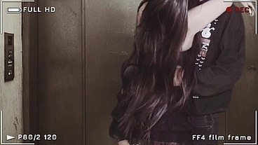 WTF! Girl in skirt and fishnet stockings fucking and gets a creampie in the elevator! (XVIDEOS RED)