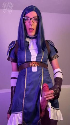 Cosplay - Caitlyn Kiramman Strokes Her Big Cock & Cums