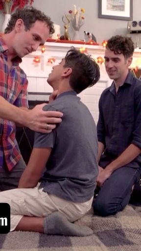 Perv Dude Makes His Hot Stepsons Suck Each Other While He Pounds Them From Behind For Thanksgiving   Clip 1