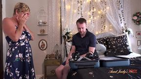 58yo Big Tit British Stepmom Molly gives her stepson a goodbye fuck