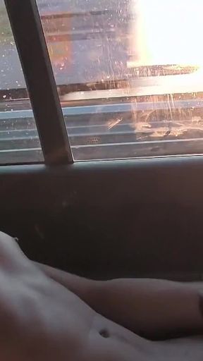 Justin Strokes His Load Out in the Back Seat