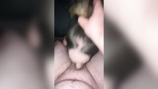 Super dark haired fiance takes back shots from daddy then gets a facial!