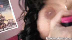 ”Big tits MILF Angelina Valentin uses toys for her solo wanking”