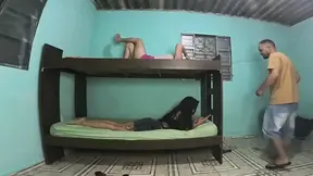 High Tension in the Bunk Bed Girlfriend on Top, Female Friend Below,