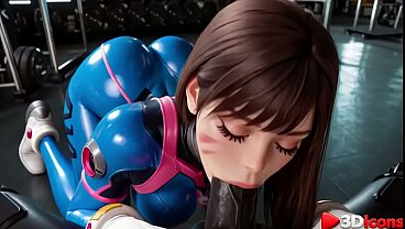 D.Va got fucked by a big black cock while working out at the gym [AI]