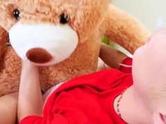 Cute blonde fucks with her teddy bear