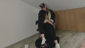 Slave smothered by my white socks and feet!
