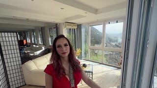 Cute MILF with big nipples looks sexy in her black tights