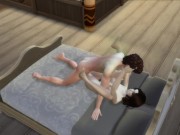 Sherlock Holmes fucks Sasha Grey on the Sims 4 bed