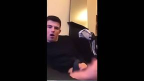 Cute guy jerks his big cock off