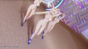 Mmd Kpop Demon Hunters - Huntrx - Golden Ahri Akali Kaisa Sexy Naked Dance League of Legends Hentai Uncensored