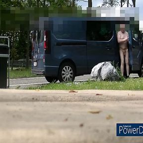 exhibition, public parking, small trash tower