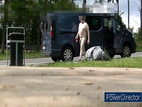 exhibition, public parking, small trash tower