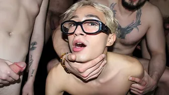 Ander Wolfson submits to a rough gangbang with Donovin Rece and Myott Hunter