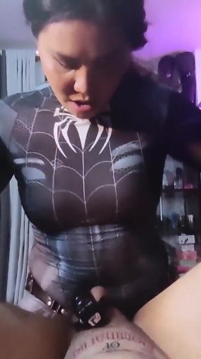 Femdom pegging in cosplay