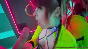 Public Sloppy Deepthroat in a Rave Bathroom