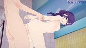 Charming 3D anime babe Mafuyu Asahina gets fucked in public bath