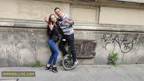 Quivering Czech cutie's plump privates ravaged in forbidden three-way freak fest