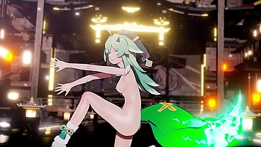 Honkai Star Rail Huohuo Hentai Fox Girl Kitsune Nude Dance Hit And Run Mmd 3D Emerald Tail