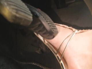 Driving in Tuscany's Hills in Golden Saldals Barefeet