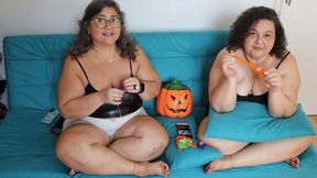 Juliette_rj and DolceAmaran stuffing and blowing up Halloween Ballons - LOONER FETISH - HALLOWEEN BALLOON - BALLON FETISH - POPPING BALLOONS - BBW - CURVY GIRL - LOONER GIRL - SEXY BALLON FETISH