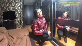 Blowjob in My Tight Jumpsuit & Shiny Downjacket – He Came All Over Me