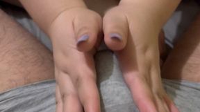 Purple Nails Handjob 'till Orgasm (with Footjob!)