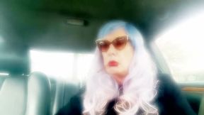 MATURE TG CD SMOKING MORES IN MY RIDE - LOTS OF DANGLING LONG CIGARETTES