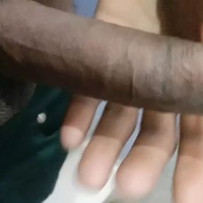 Big black cock Indian hand job bathroom