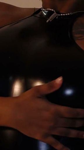Blue lingerie, giant tits, dripping saliva, and oil for you   Clip 1