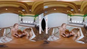 Three hot babes ride and suck a hard dick