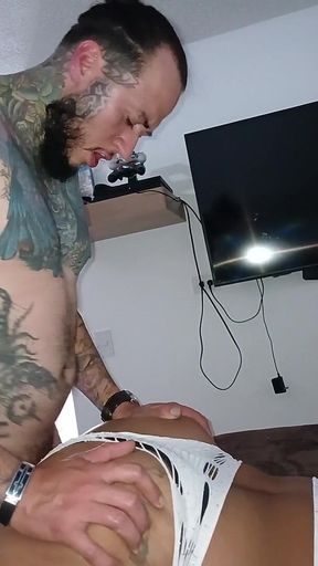 Femboy Ass in White Lingerie Gets Fucked Till I Cum