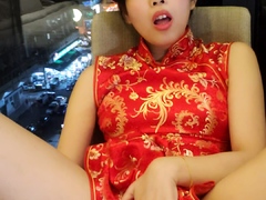 Solo shemale amateur with big tits masturbating