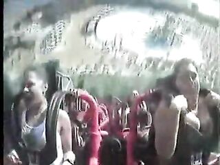 tittty popping out on rollercoaster