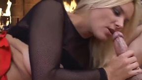European blonde teen gets a mouthful of monster cock