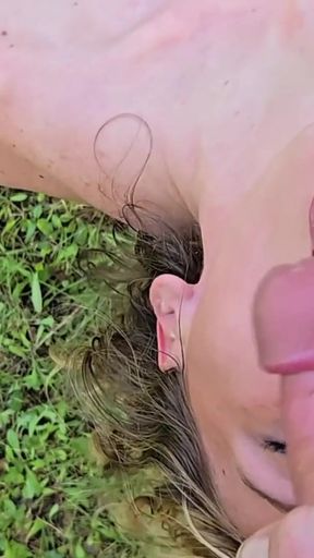 Petite Blonde Gets Bent Over Outdoors and Given Massive Facial   Clip 1