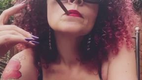 Cigar Smoking Domme - mouth open ready