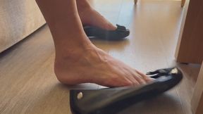 Hotel room Shoeplay and dangling in Melissa ballet flat shoes