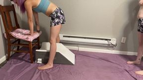 Facesitting trampling by Alice and Rhea (1080)