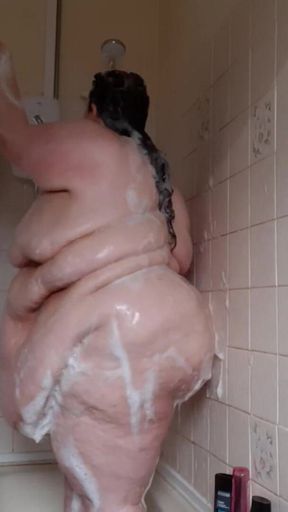 SSBBW Lady Brads shower & belly jiggles
