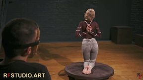 Mandy - Cute Girl Bound in a Reverse Prayer on Her Knees with a Gag in Her Mouth (FULL HD MP4)