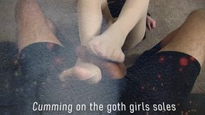 Cumming on the Goth Girls Pantyhose Feet 12